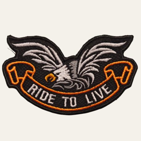 Hímzett "Ride to Live" Sas Felvarró