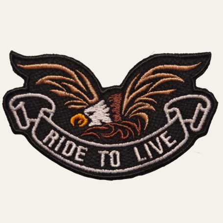 Hímzett “Ride To Live” Sas Felvarró